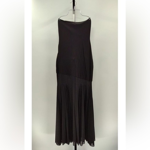NWT - Lulus Compelling Elaris Mixed Media Black Strapless A-Line Maxi Dress - Picture 8 of 9
